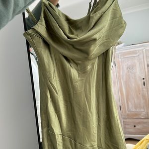 Hello Molly Satin MIDI Dress, size small, color olive